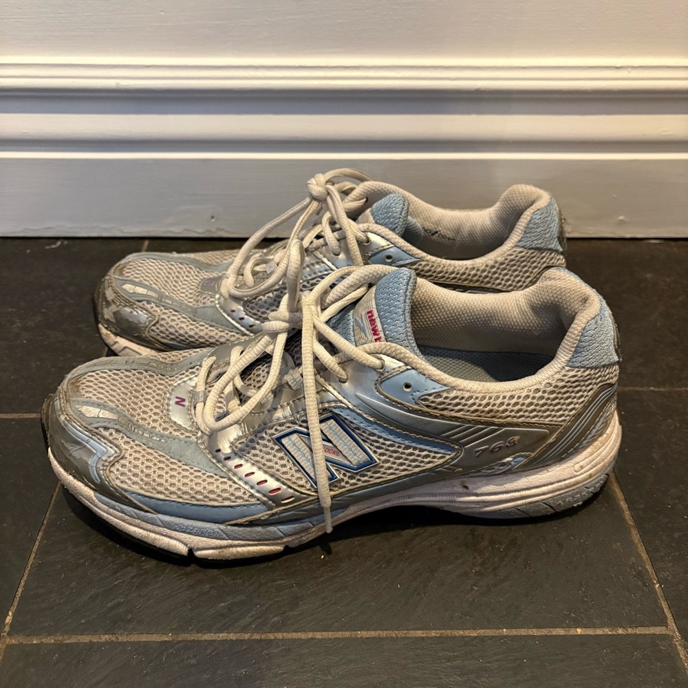 New Balance Women's Silver and White Sneakers